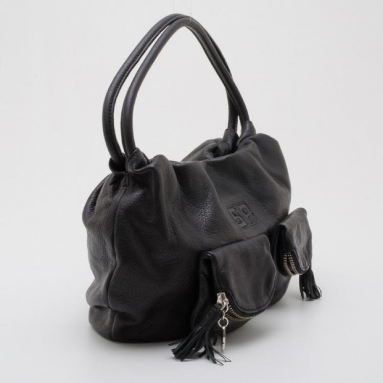 Pre Owned Sonia Rykiel Black Leather 'Charming' Hobo