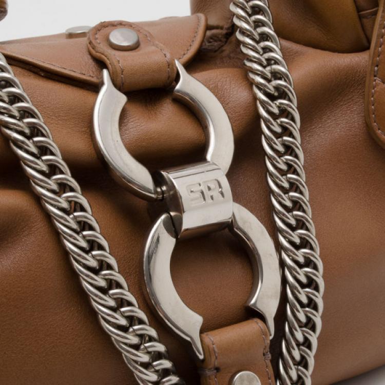 Pre Owned Sonia Rykiel Beige Leather Satchel with Chain Strap