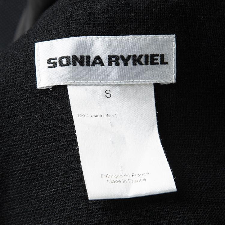 Pre Owned Sonia Rykiel Black Wool Zip Front Embellished Poncho Style Jacket S