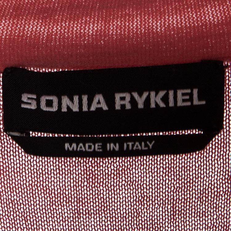 Pre Owned Sonia Rykiel Red Knit Waist Tie Detail Long Sleeve Midi Dress S