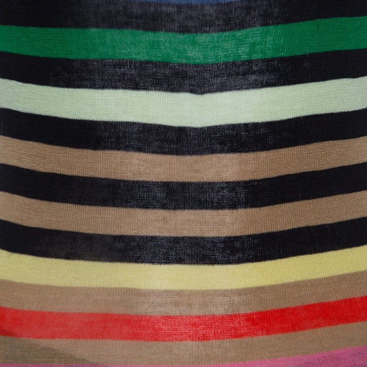 Pre Owned Sonia Rykiel Rainbow Striped Silk and Cotton Knit Sleeveless Tank Top  S