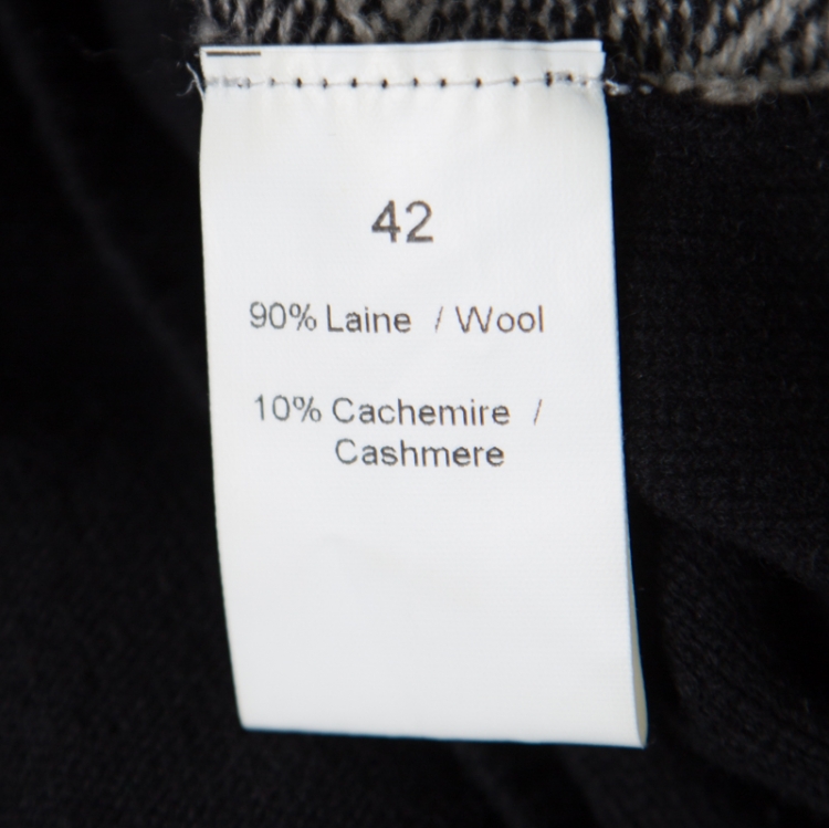 Pre Owned Sonia Rykiel Monochrome Diamond Pattern Wool Embellished Crew Neck Sweater L