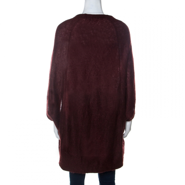 Pre Owned Sonia Rykiel Burgundy Knit Raglan Sleeve Cocoon Sweater M