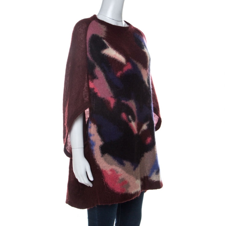 Pre Owned Sonia Rykiel Burgundy Knit Raglan Sleeve Cocoon Sweater M