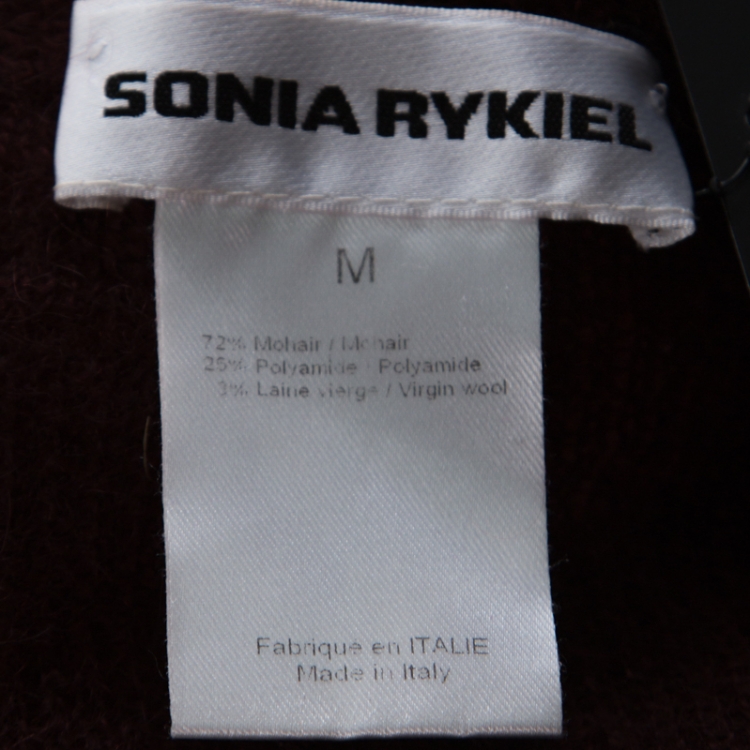 Pre Owned Sonia Rykiel Burgundy Knit Raglan Sleeve Cocoon Sweater M