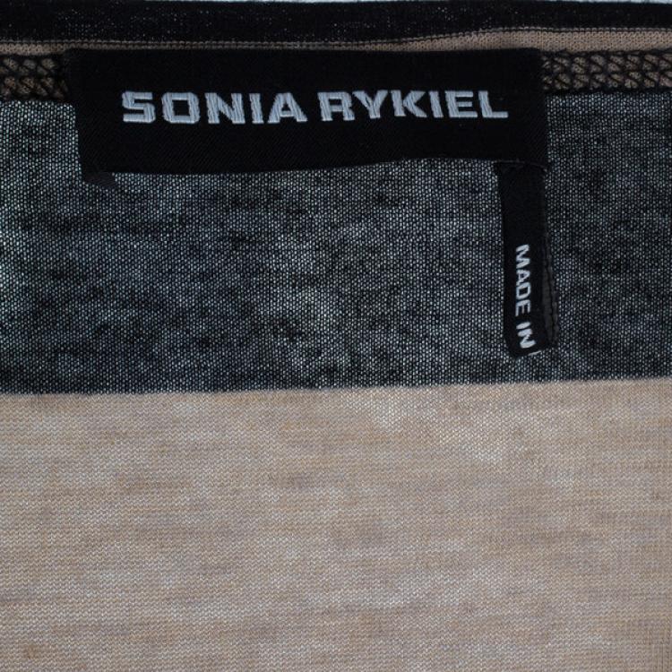 مملوكة مسبقًا Sonia Rykiel Striped Ruffle Detail Wool Blend Dress XS