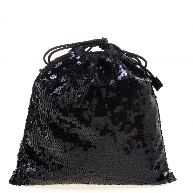 Pre Owned Sonia Rykiel Black Sequins Drawstring Bag