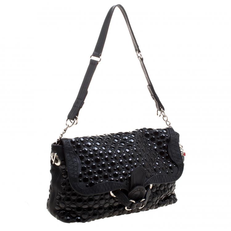Pre Owned Sonia Rykiel Black Leather Studded Shoulder Bag