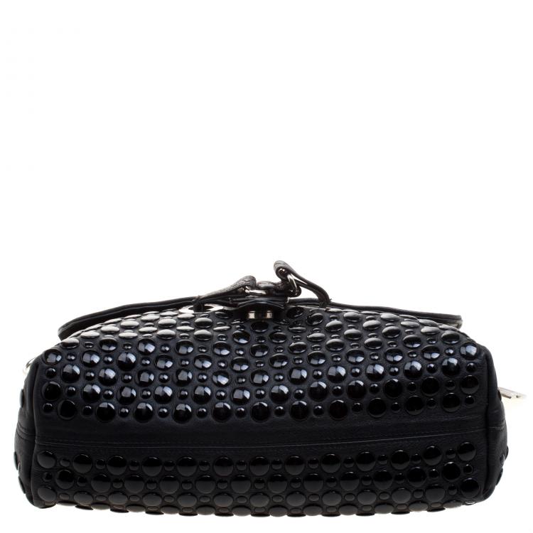 Pre Owned Sonia Rykiel Black Leather Studded Shoulder Bag