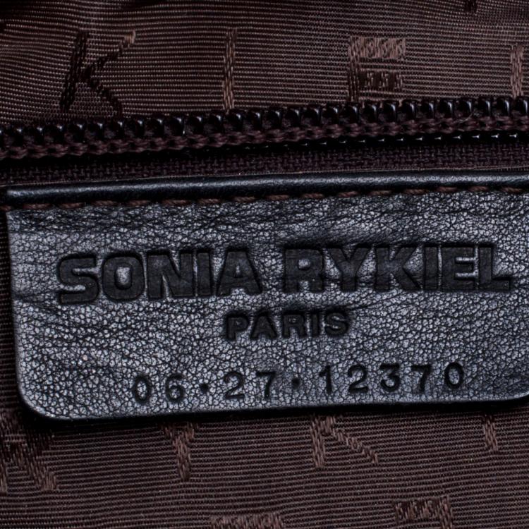 Pre Owned Sonia Rykiel Black Leather Studded Shoulder Bag
