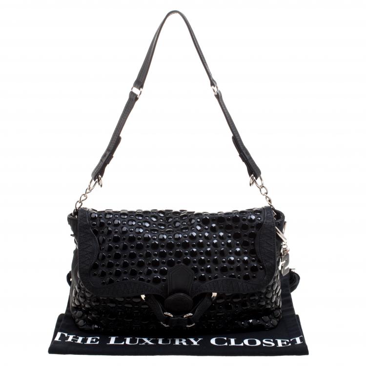 Pre Owned Sonia Rykiel Black Leather Studded Shoulder Bag