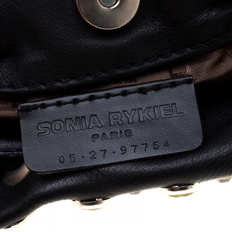 مملوكة مسبقًا Sonia Rykiel Black Leather Colorful Crystal Embellished Shoulder Bag 