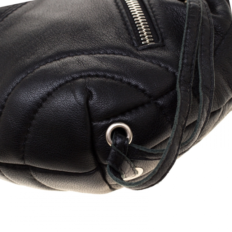 Pre Owned Sonia Rykiel Black Leather Multichain Embellished Small Shoulder Bag