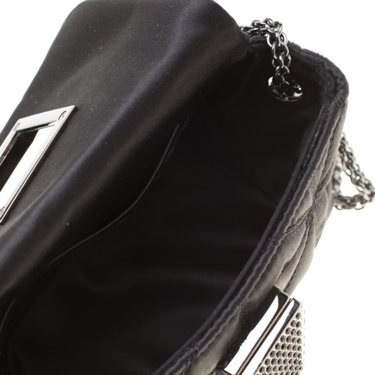 Pre Owned Sonia Rykiel Black Quilted Satin Le Copain Chain Crossbody Bag