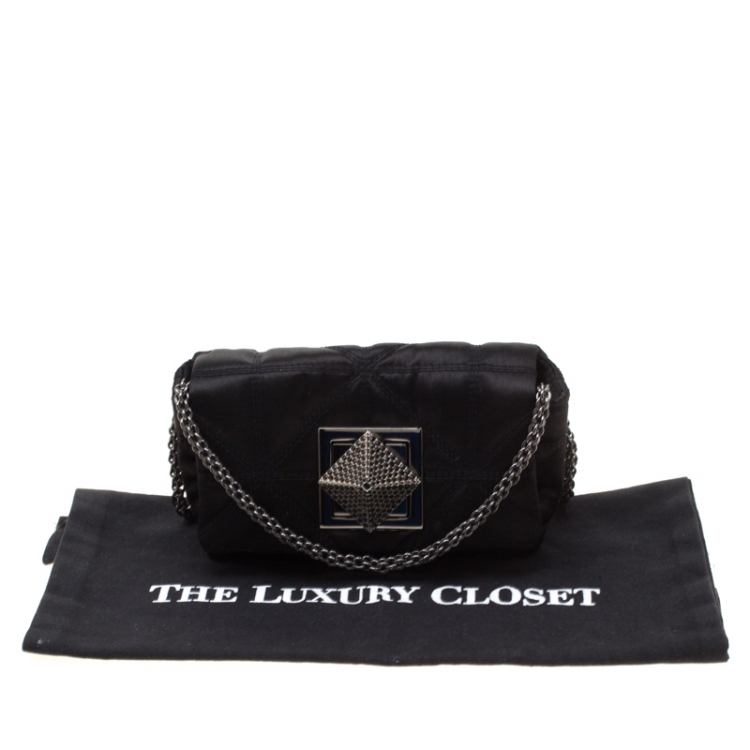 Pre Owned Sonia Rykiel Black Quilted Satin Le Copain Chain Crossbody Bag