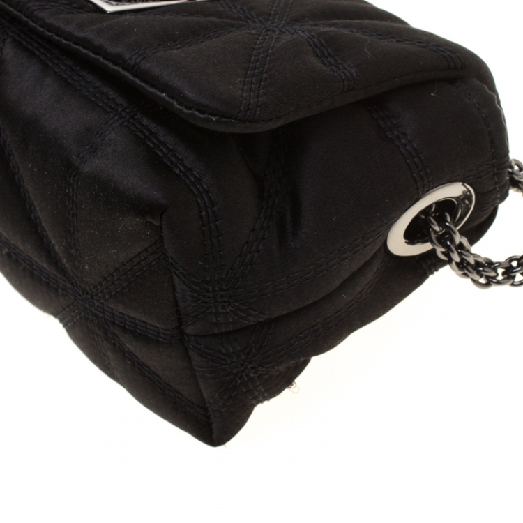 Pre Owned Sonia Rykiel Black Quilted Satin Le Copain Chain Crossbody Bag