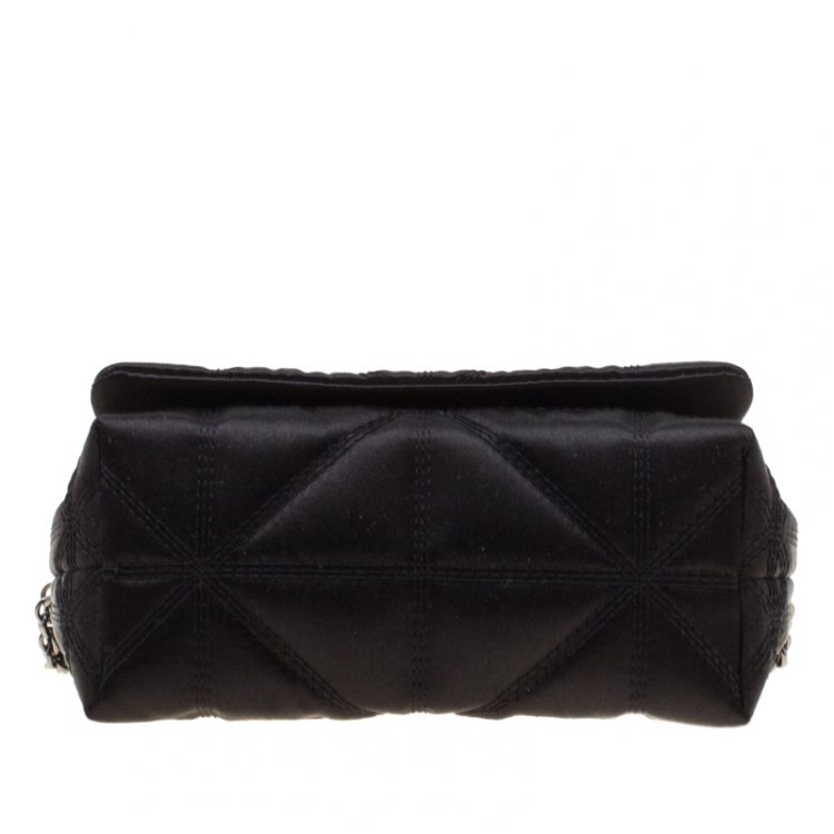 Pre Owned Sonia Rykiel Black Quilted Satin Le Copain Chain Crossbody Bag