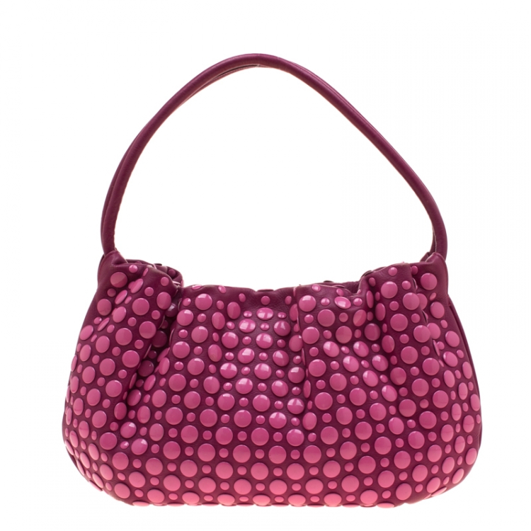 مملوكة مسبقًا Sonia Rykiel Magenta Leather Domino Studded Shoulder Bag