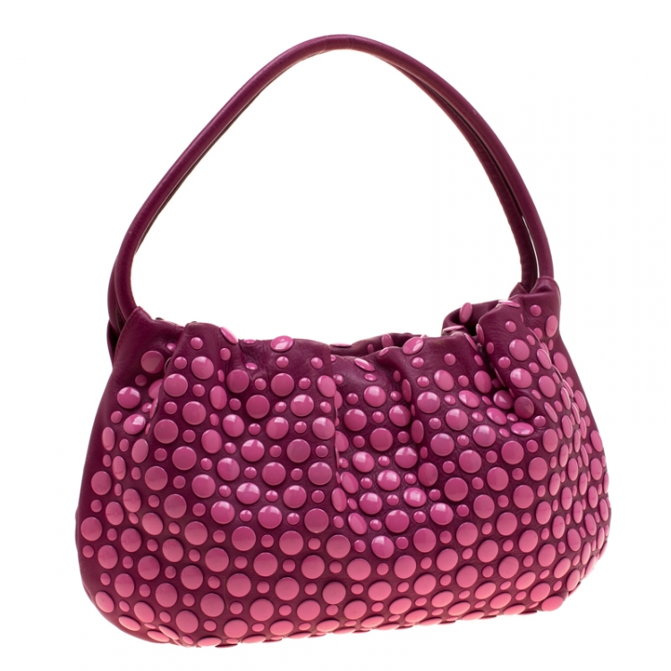 مملوكة مسبقًا Sonia Rykiel Magenta Leather Domino Studded Shoulder Bag