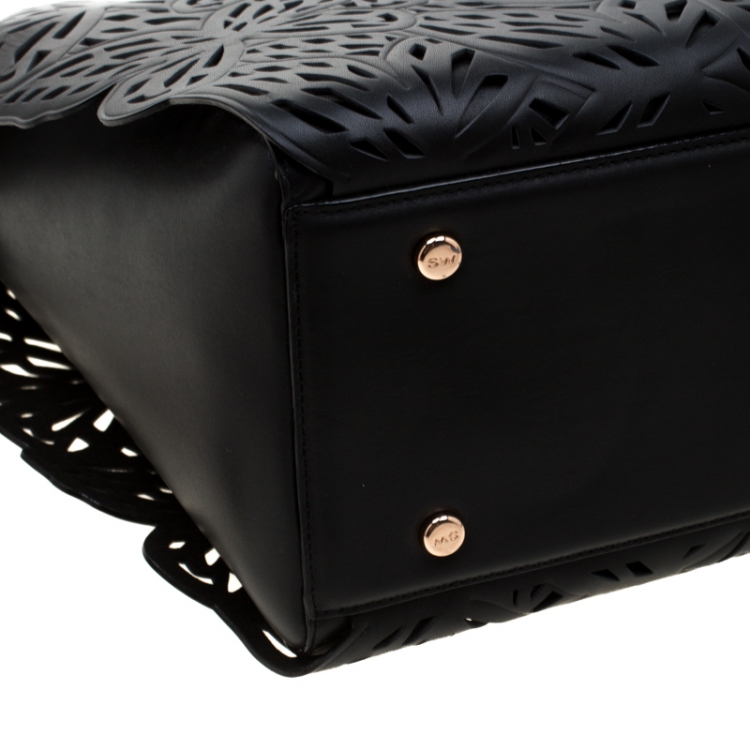 Pre Owned Sophia Webster Black Laser Cut Leather Liara Tote