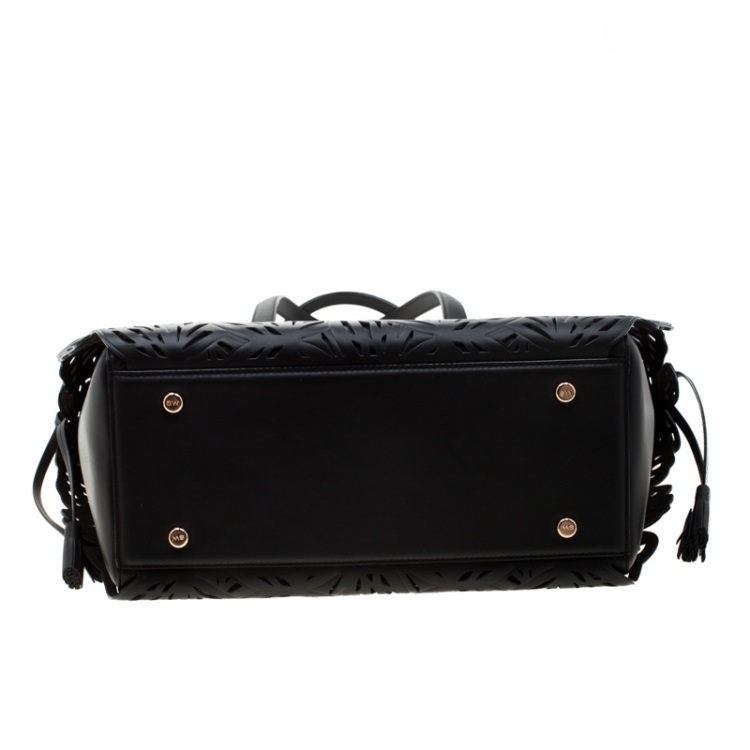 Pre Owned Sophia Webster Black Laser Cut Leather Liara Tote
