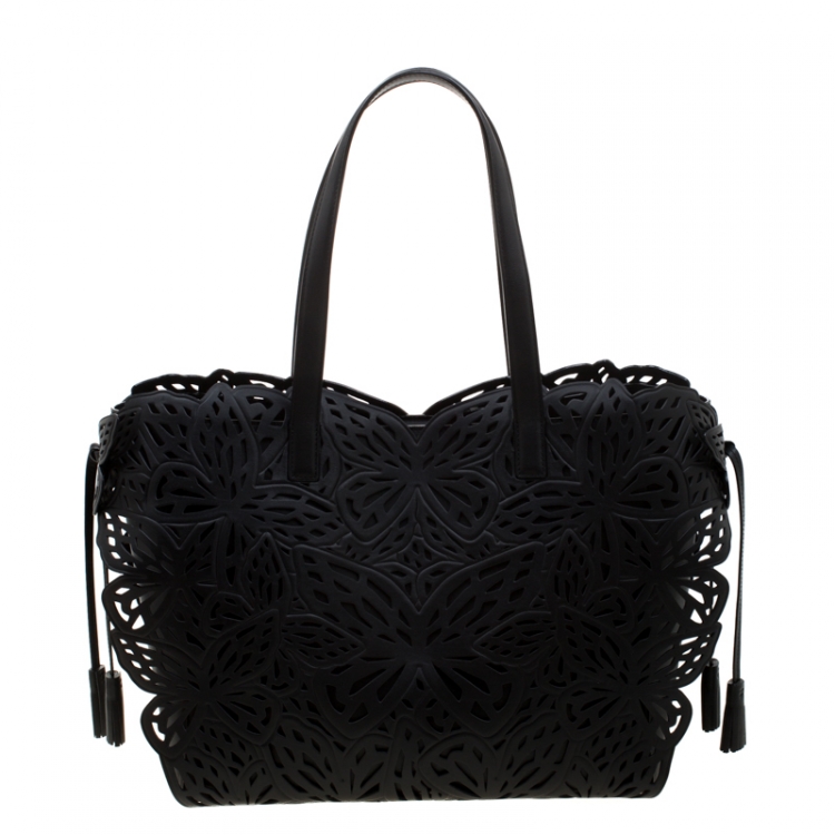 Pre Owned Sophia Webster Black Laser Cut Leather Liara Tote