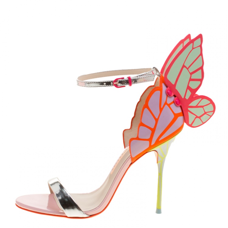 Pre Owned Sophia Webster Multicolor Leather Chiara Butterfly Wing Open Toe Sandals Size 37