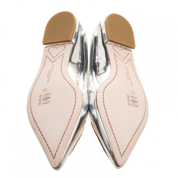 Pre Owned Sophia Webster Metallic Leather Bibi Butterfly Pointed Toe Ballet Flats Size 37
