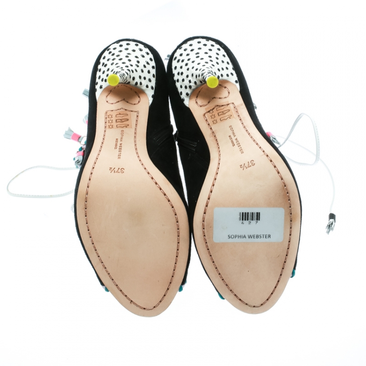 مملوكة مسبقًا  Sophia Webster Black Suede Simi Embellished Ankle Booties Size 37.5
