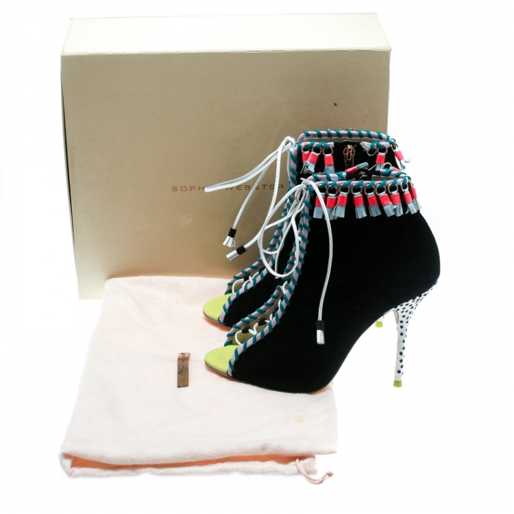 مملوكة مسبقًا  Sophia Webster Black Suede Simi Embellished Ankle Booties Size 37.5