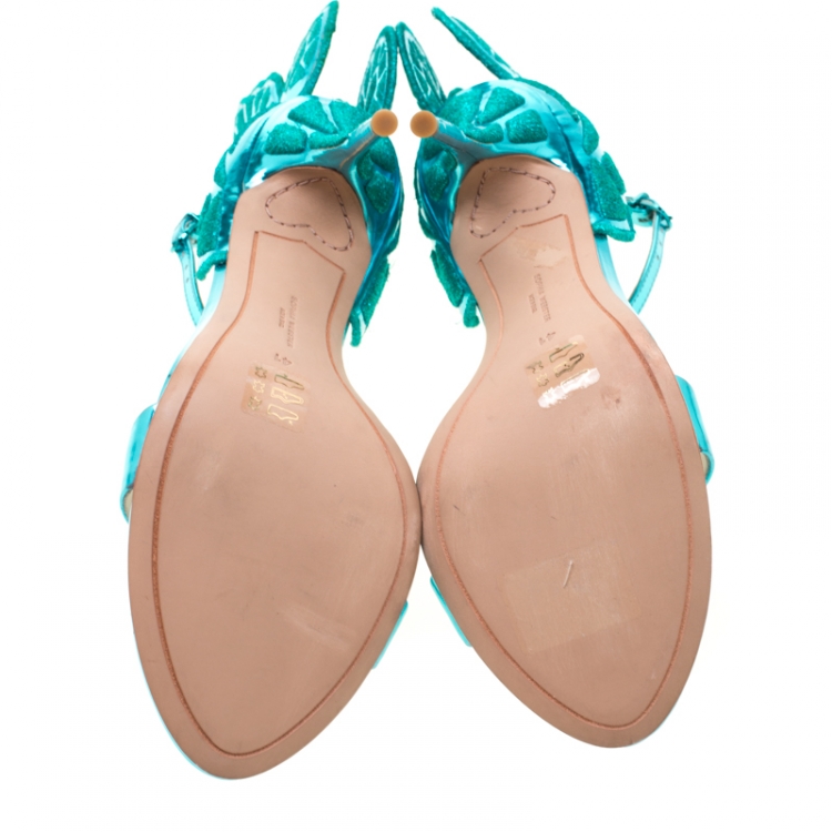 Pre Owned Sophia Webster Metallic Two Tone Leather Chiara Butterfly Wing Open Toe Sandals Size 41