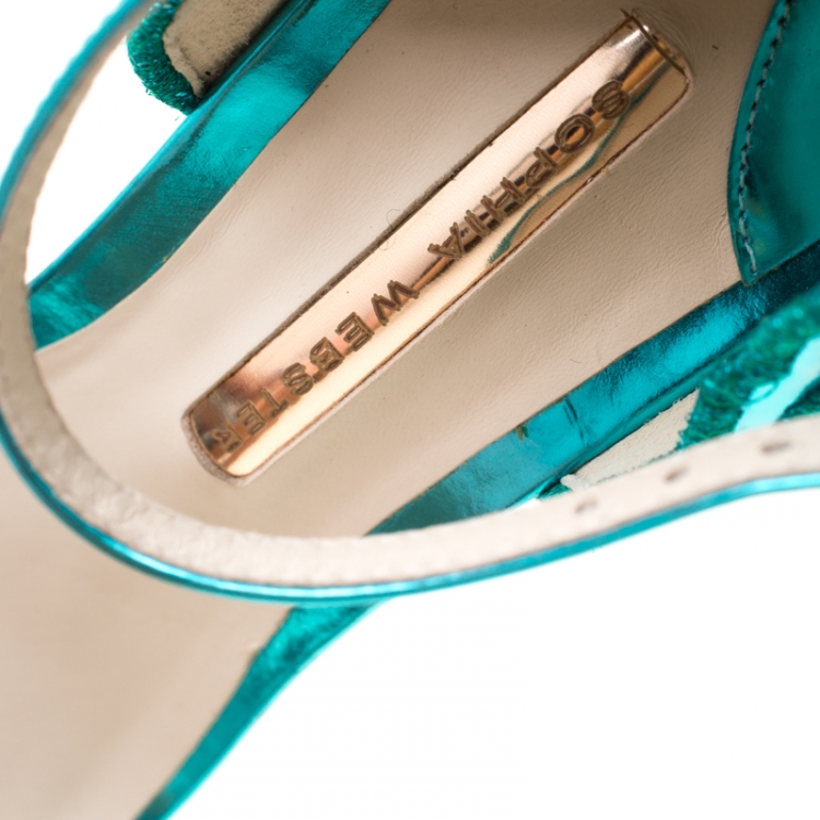 Pre Owned Sophia Webster Metallic Two Tone Leather Chiara Butterfly Wing Open Toe Sandals Size 41