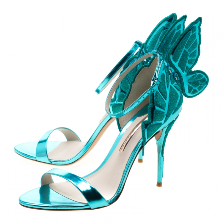 Pre Owned Sophia Webster Metallic Two Tone Leather Chiara Butterfly Wing Open Toe Sandals Size 41