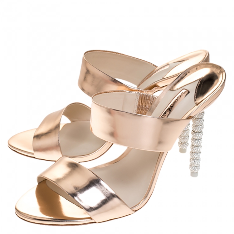 Pre Owned Sophia Webster Metallic Bronze Leather Rosalind Open Toe Sandals Size 38