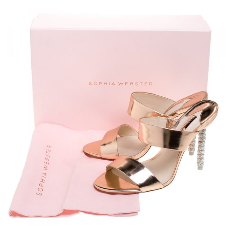 Pre Owned Sophia Webster Metallic Bronze Leather Rosalind Open Toe Sandals Size 38