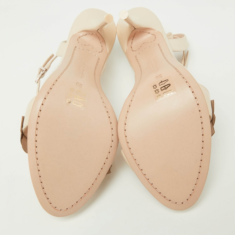 Pre Owned Sophia Webster Beige Patent Leather Lilico Floral Embellished Ankle Strap Sandals Size 39