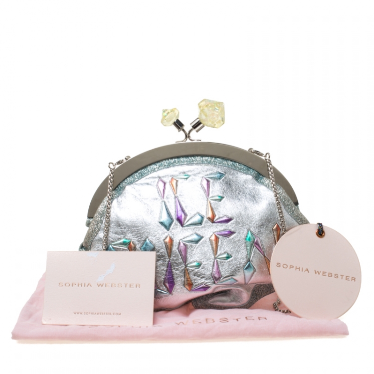 Pre Owned Sophia Webster Multicolor Glitter Leather Ice Queen Speech Bubble Clutch Bag