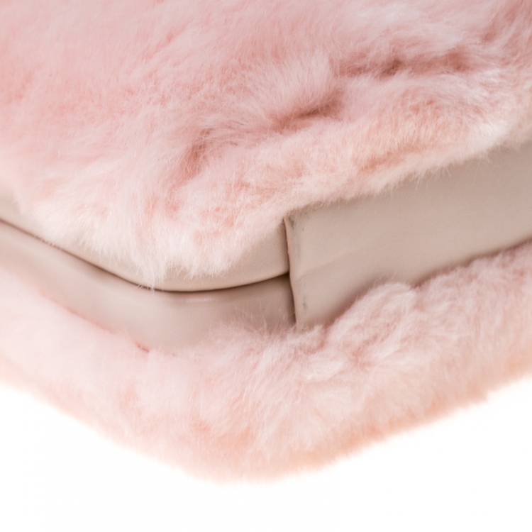 Pre Owned Sophia Webster Light Pink Faux Fur Vivi Bella Chain Clutch