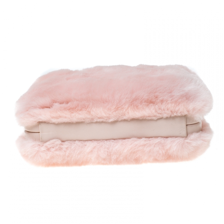 Pre Owned Sophia Webster Light Pink Faux Fur Vivi Bella Chain Clutch