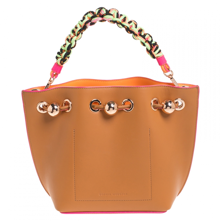 Pre Owned Sophia Webster Brown Leather Romy Drawstring Bucket Bag