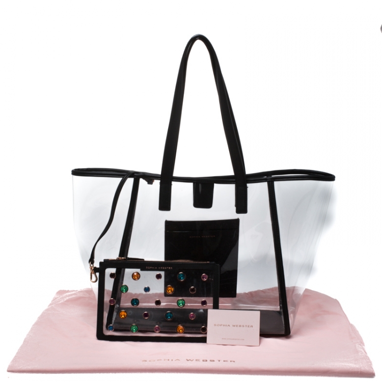 Pre Owned Sophia Webster Clear/Black Dina PVC and Leather Tote