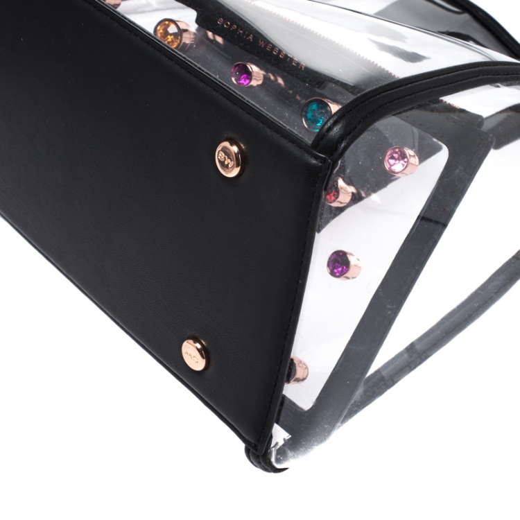Pre Owned Sophia Webster Clear/Black Dina PVC and Leather Tote