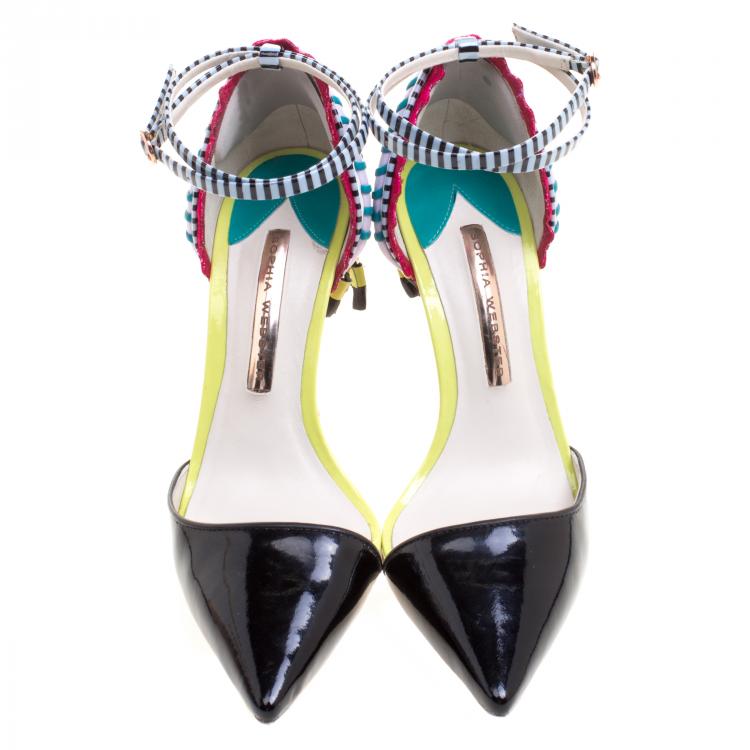 Pre Owned Sophia Webster Multicolor Leather Xavier Ankle Strap D'orsay Pumps Size 37