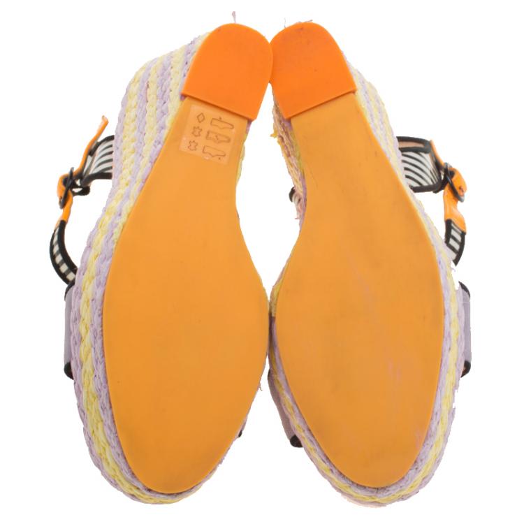 Pre Owned Sophia Webster Multicolor Suede and Patent Leather Lucita Espadrille Wedges Size 36