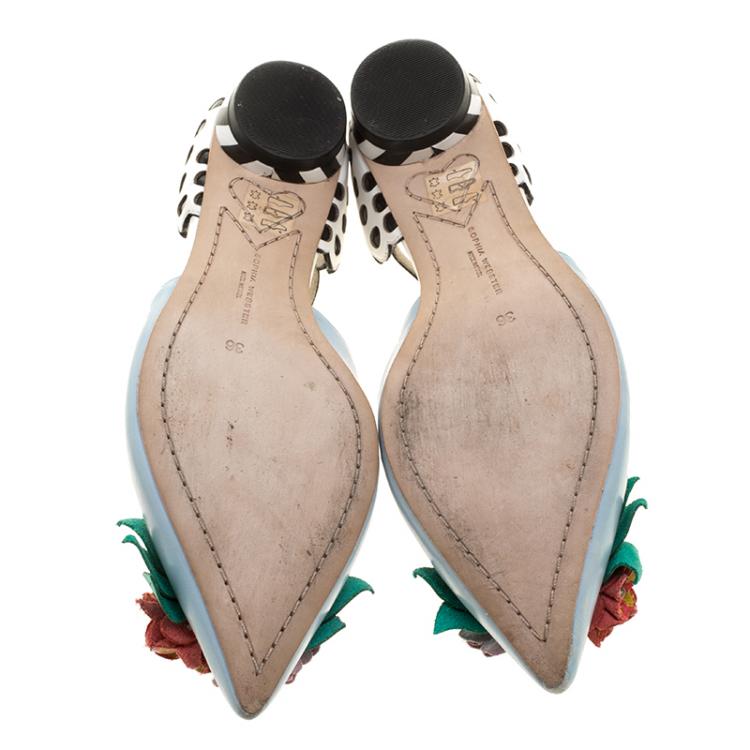Pre Owned Sophia Webster Multicolor Leather T Straps Lilico Flower Flat Sandals Size 36
