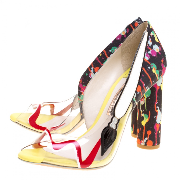 Pre Owned Sophia Webster Multicolor PVC and Fabric Party Like Pollock Peep Toe Pumps Size 37