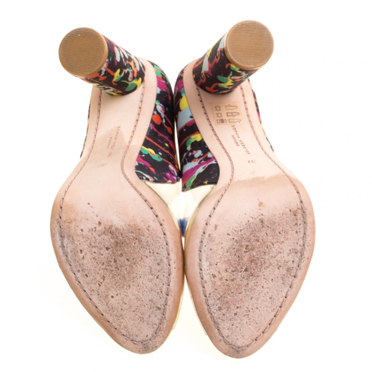 Pre Owned Sophia Webster Multicolor PVC and Fabric Party Like Pollock Peep Toe Pumps Size 37