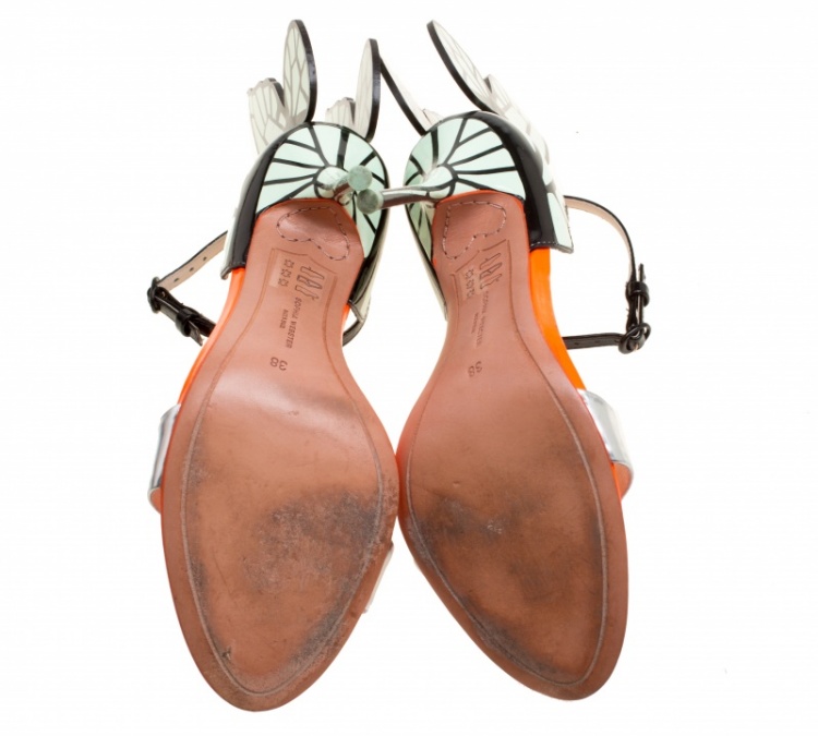 Pre Owned Sophia Webster Multicolor Leather Chiara Butterfly Wing Open Toe Sandals Size 38
