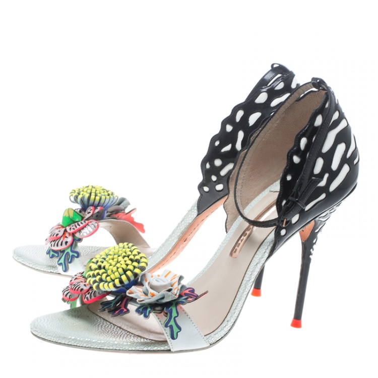 Pre Owned Sophia Webster Multicolor Leather Lilico Flower Embellished Ankle Strap Open Toe Sandals Size 40