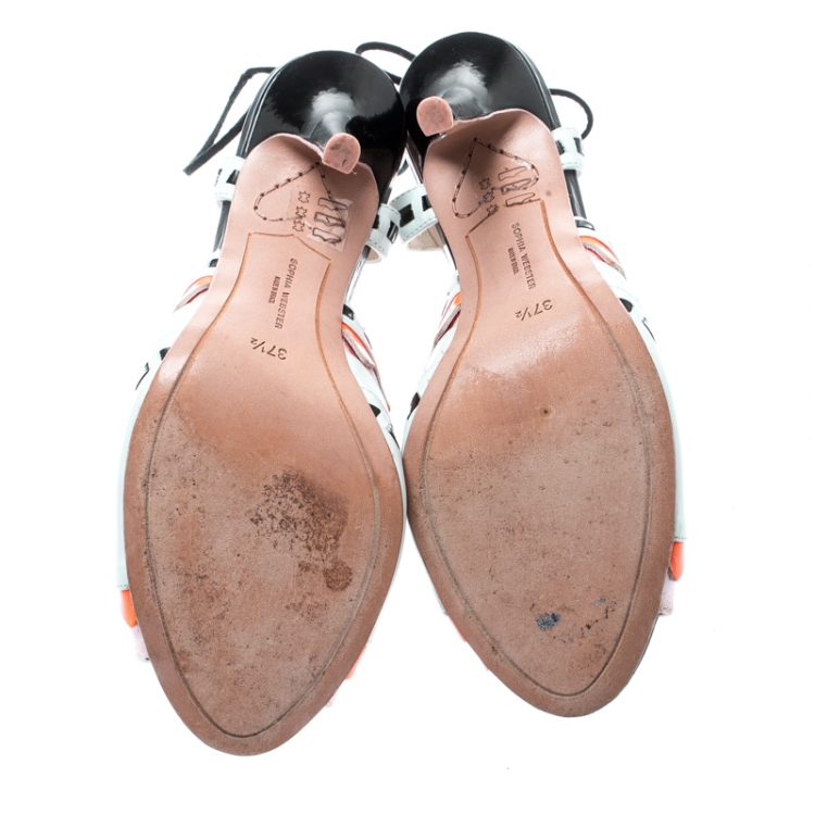 مملوكة مسبقًا Sophia Webster Multicolor Glitter And Leather Riko Cut Out Sandals Size 37.5